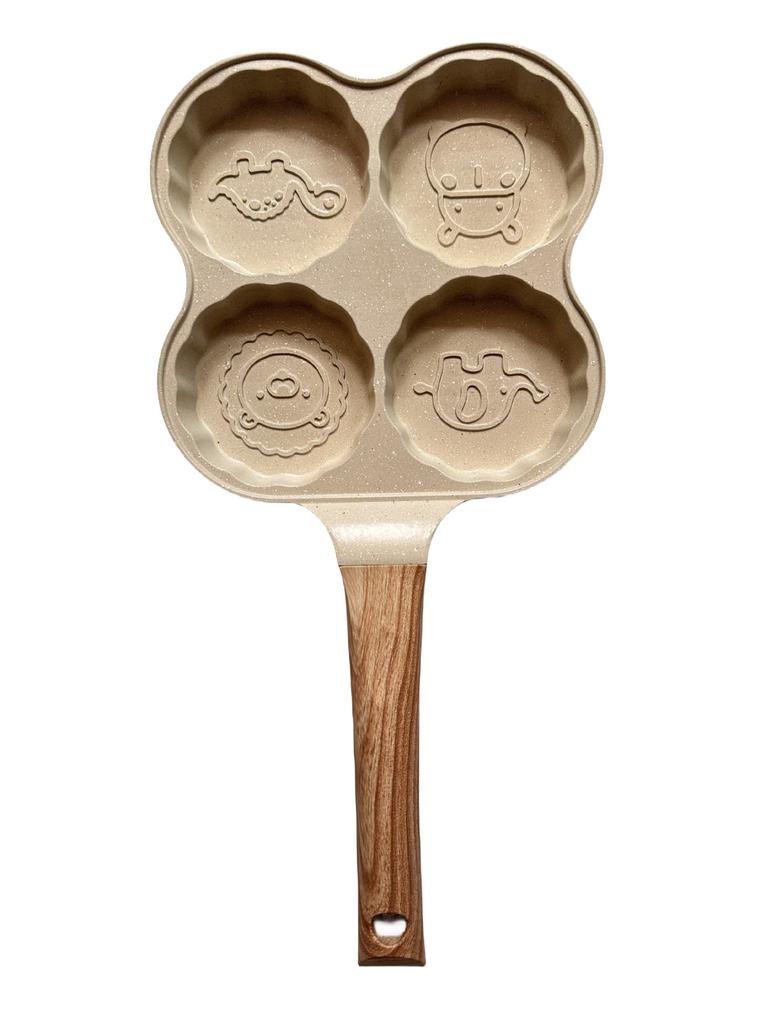 Egg Frying Wheat Rice Stone Flat Bottomed Small Pancake Pan Non Stick Household Four Hole Pan Egg Frying Tool