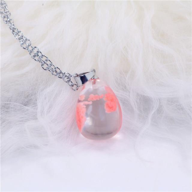 Chic Transparent Resin Craft Rould Ball Moon Pendant Necklaces Women Blue Sky White Cloud Chain Pendant Necklace Voguish Stylish Jewelry Giveaway