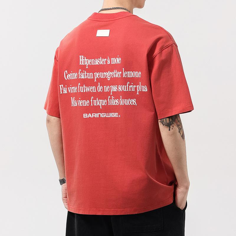 Letter Print Short Sleeve T-shirt Men and Women Summer Loose Couple Pure Cotton T-shirts