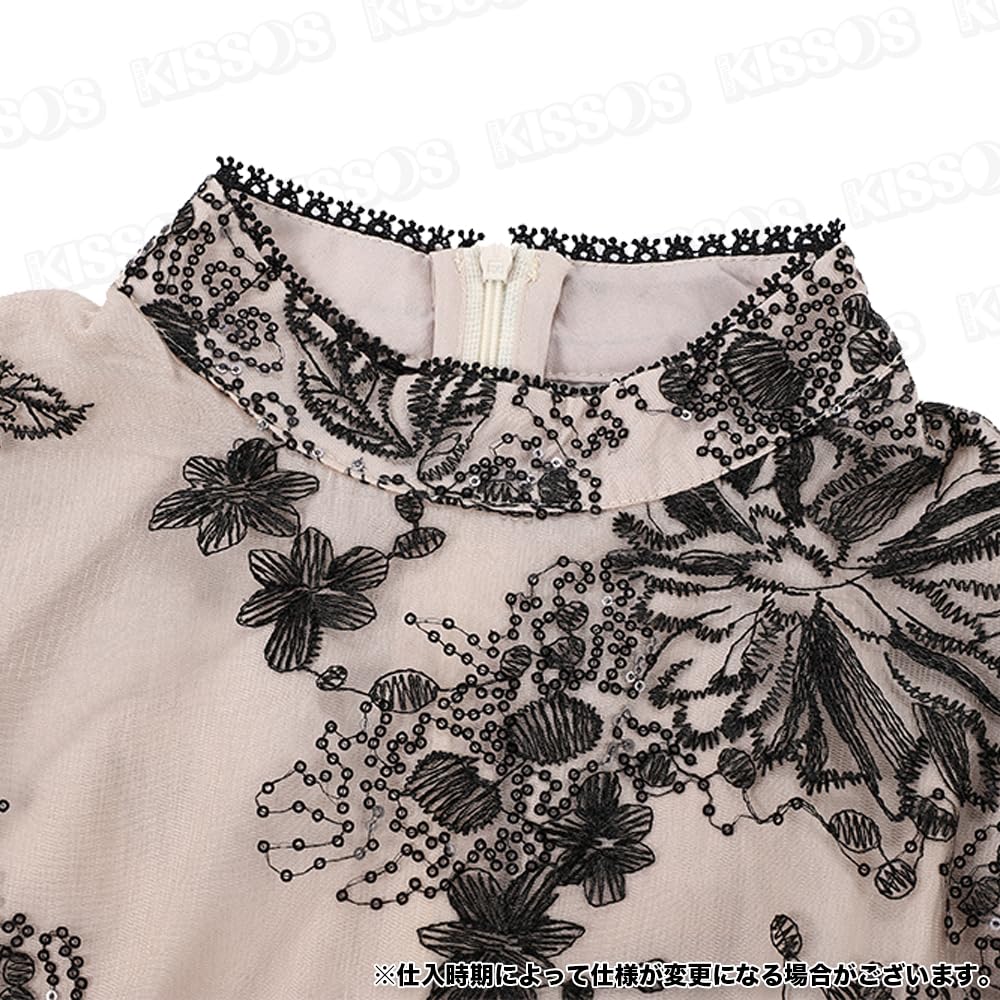KISSOS Lace Embroidered Dress with Perfect for and Special Black Women's 3/4 Sleeves, Parties, Weddings, Occasions, (Size L)