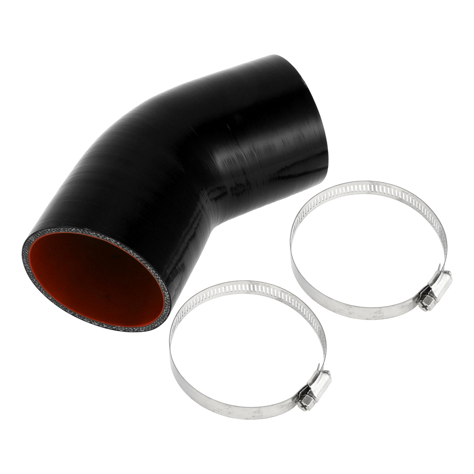 

X AUTOHAUX 1 Set 80mm/3.15 Inner Diameter 90mm/3.54 Length 45° Black Red Car Silicone Hose with Clamp Hose Universal Inner diameter 80mm чорний