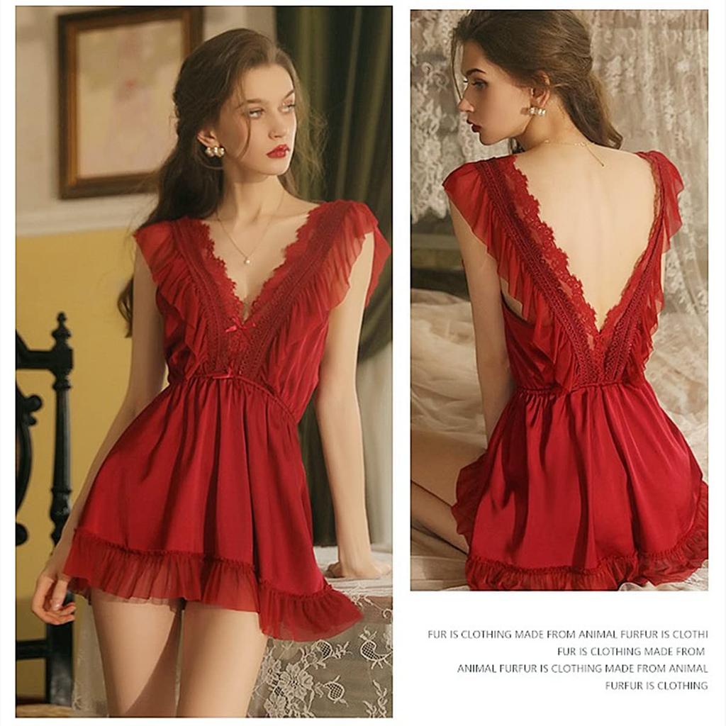 Babydoll Sexiga Underkläder Blommigt Mönster Broderad Spets Lång Topp Sexiga Underkläder Shorts Camisole Nattlinne 230503 [Loradouphi] Genomskinlig för Kvinnor