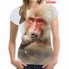 2025 Ny Mote Casual Dame 3D Gorilla Morsom Ape T-skjorte 3D-trykk Sommer Kul Kortarmet Skjorte
