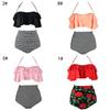 Damen Blumen High Waist Bikini Set Stilvolle Bademode Gepolstert Übergröße Badeanzug