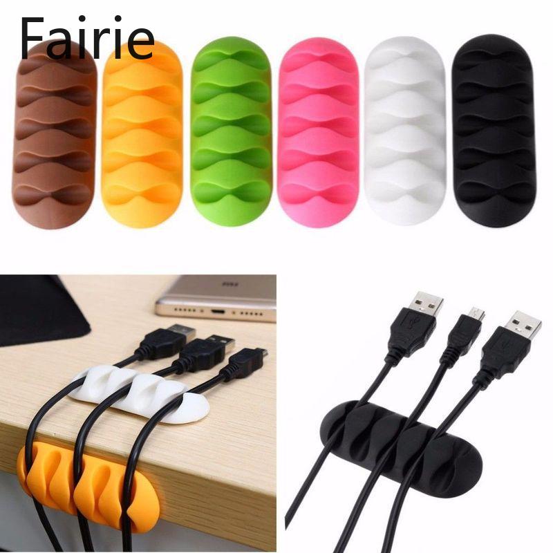 Wire Cord Lead Drop Clips USB Charger Holder Organizer Desk Cable Storage Fairie