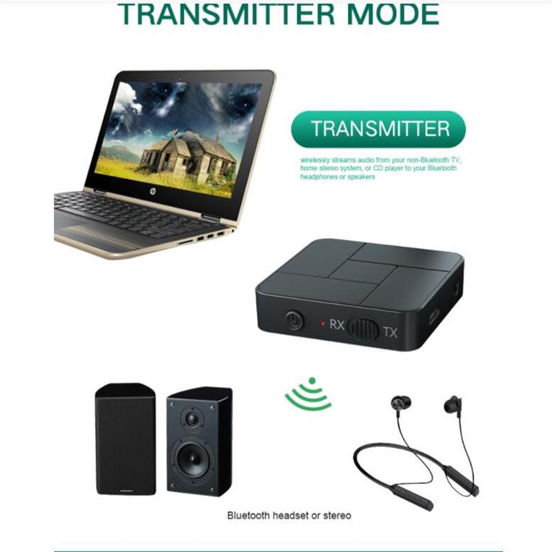 2 IN 1 Bluetooth5.0 Receiver and Transmitter Wireless Bluetooth Adapter Audio Music Receiver Adapter With 3.5MM AUX For Home TV MP3 PC