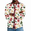 Men's Casual Long Sleeve Shirt with Christmas Print for Holiday Party and Fall