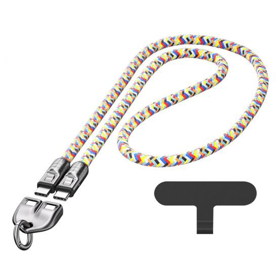 C to C 240W Charging Cable 2-in-1 Cell Phone Lanyard Wearable Bracelet Portable 5A Fast Charging USB-C Data Cable for Smartphones Tablets Laptops