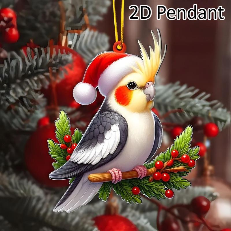 2D Acrylic Christmas Animal Pendants Horse Cat Dog Xmas Tree Drop Ornaments Decorations Christmas Eve Hangings Party Supplies