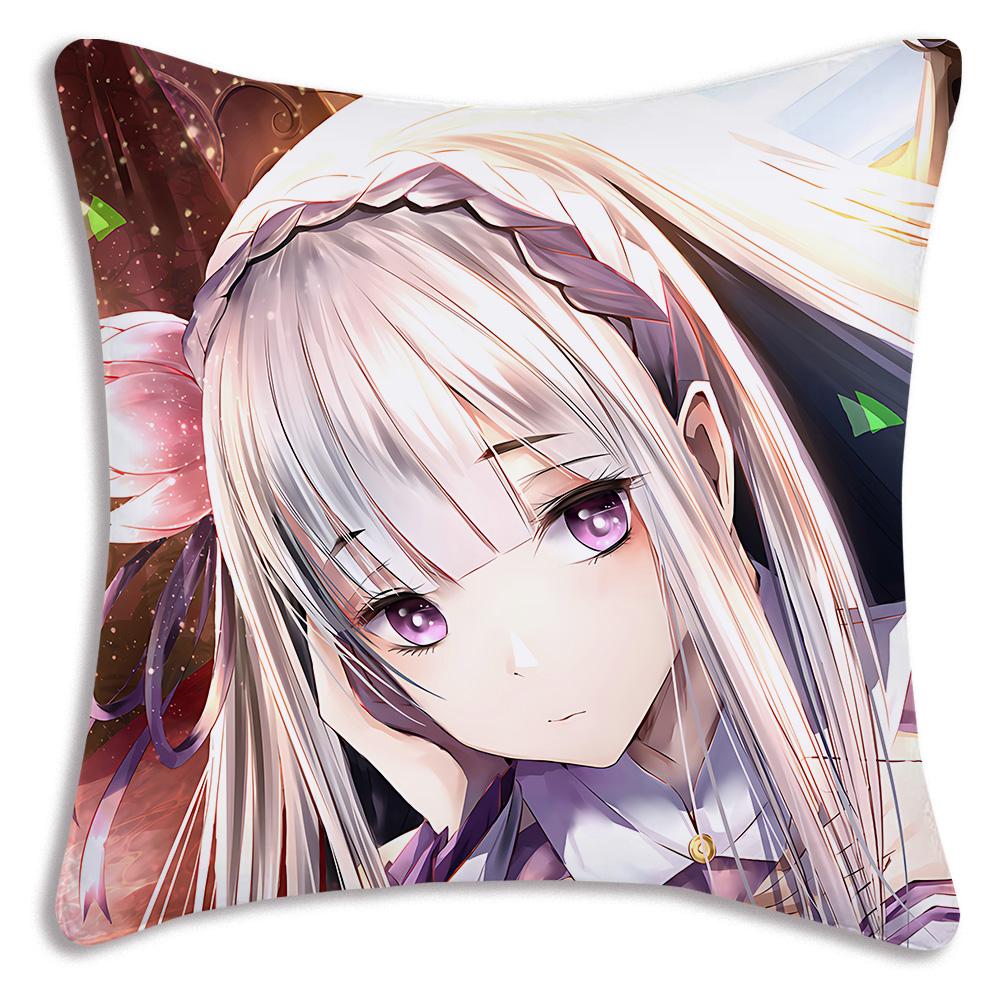 Re:Life Different World Zero Rem Pillow Covers Cartoon Sofa Decorative Home Double-Sided Printing Short Plush Cute Cushion Cover