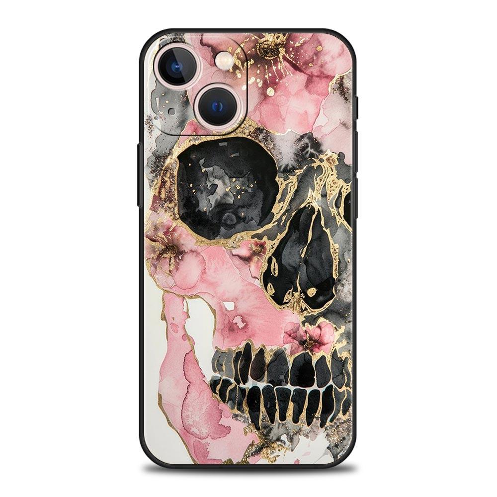 Phone Case For iPhone 17 16e 15 14 13 12 11 Pro Max SE 7 8 Plus Shell iPhone 16 Soft TPU Cover Hard Pink Purple Skull