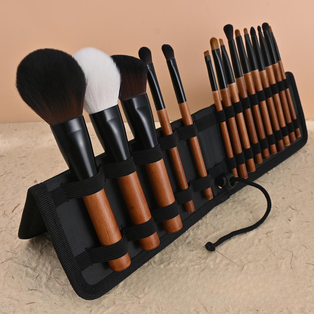 High-quality 15-piece Makeup Brush Set Soft Log Animal Hair Eye Shadow Brush Brush Makeup Set Brush Loose Powder Brush Foundation Concealer Brush