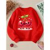 Kids Fashionable Crewneck Sweatshirt, Cute Dancing Cherry Duo Print,Casual Sportswear for Spring & Autumn