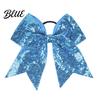 Large Glitter Bow Ties Sequins Hair Bows Elastic Tie Cheerleading Bands for Girls Band Ponytail Holder Scrunchies Women Teens Kids Colorful Sequin