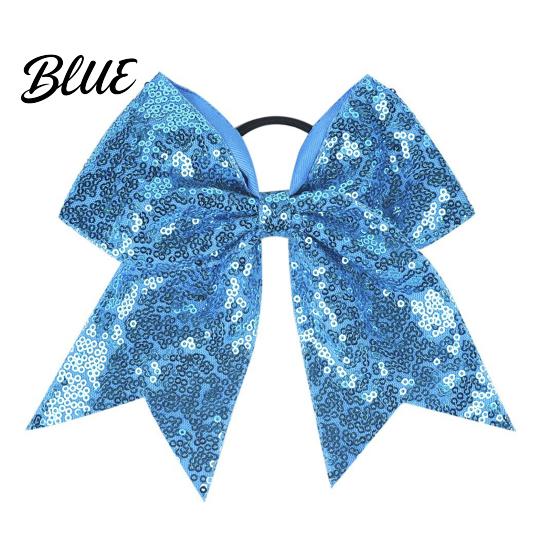 Large Glitter Bow Ties Sequins Hair Bows Elastic Tie Cheerleading Bands for Girls Band Ponytail Holder Scrunchies Women Teens Kids Colorful Sequin