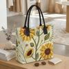  Sunflower Print Tote Bag Casual Large Capacity Canvas Handbag for Daily Use