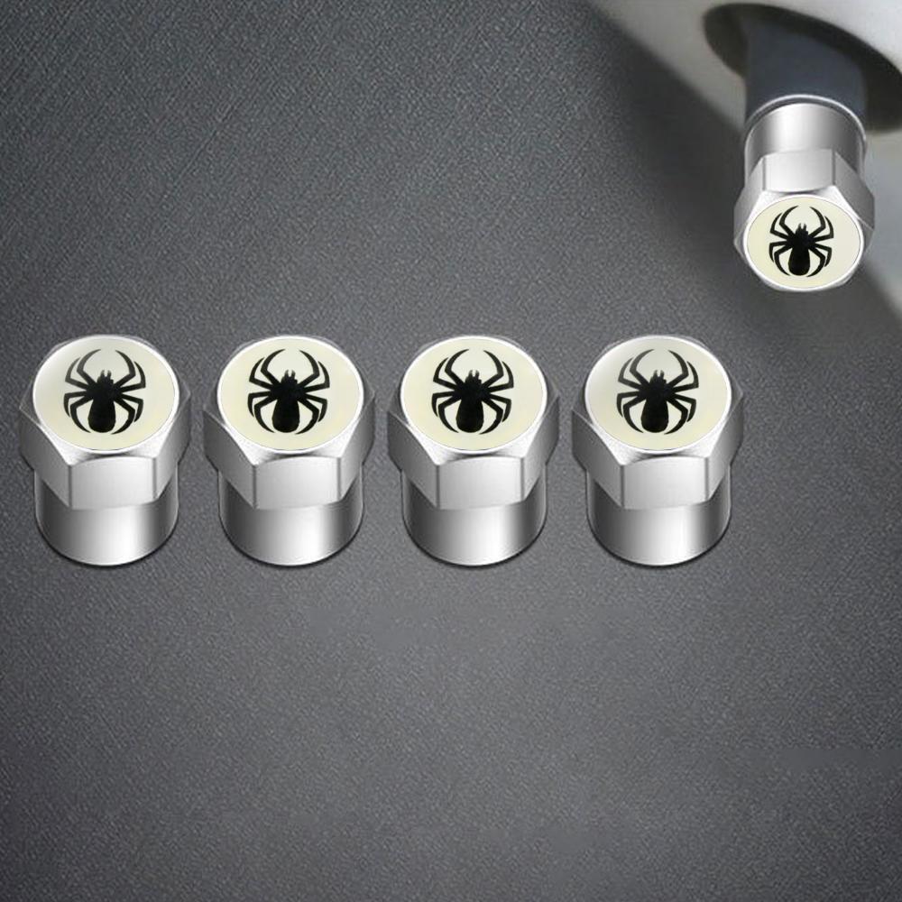 Car Air Valve Stem Caps Car Accessories For Toyota Suzuki Mazda Ford 4PCS Spider Flag Car Wheel Air Cover Dust Proof