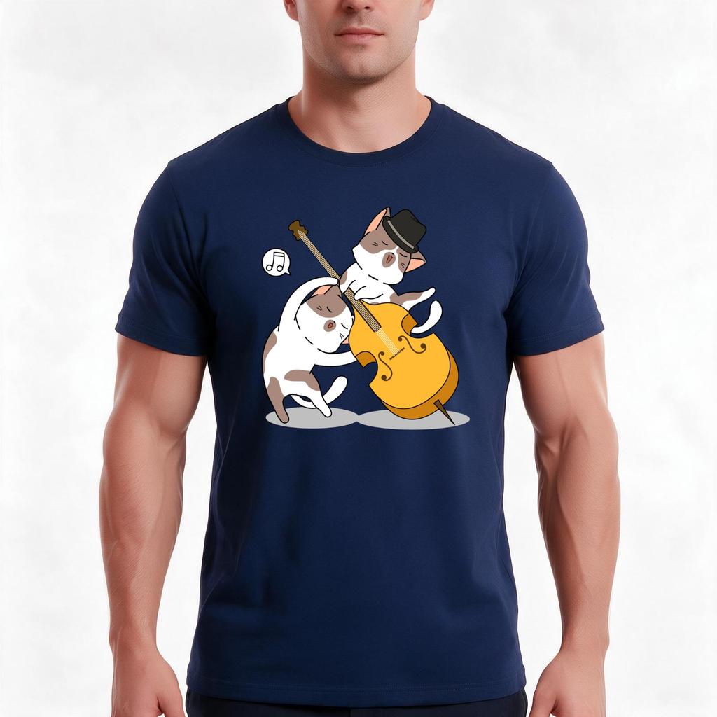Cello Cat Tshirt Summer Casual Cotton Tee Oversized Streetwear Tops Vintage Graphic Print Loose Fit Short Sleeve