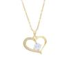 Women's Gold-Plated Copper Heart Pendant Necklace with Zircon Inlay