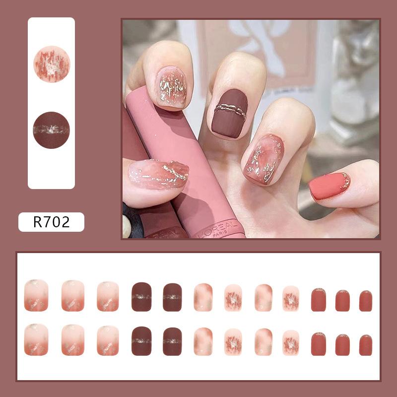 24 szt. Urocze Krótkie Sztuczne Paznokcie Plaster Brokatowe Cekiny Sztuczne Paznokcie Manicure Końcówki do Paznokci Zdejmowane Sztuczne Paznokcie Akrylowe Końcówki do Paznokci