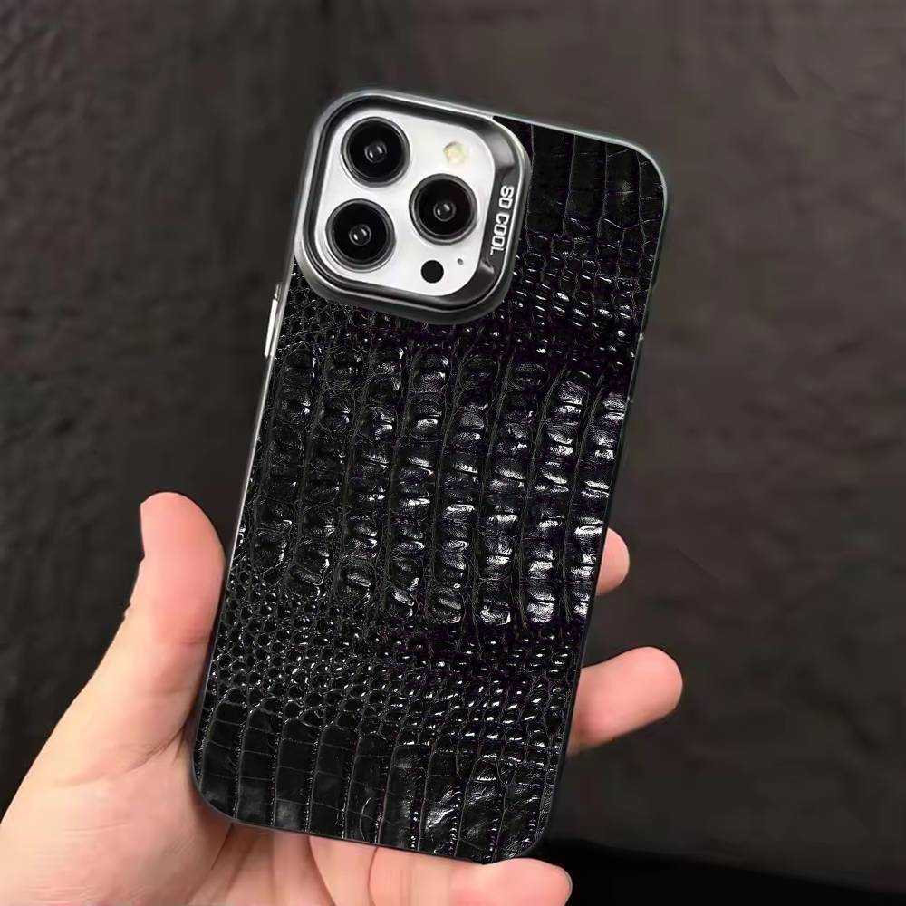 C-Krokodilmuster Druck Handyhülle Für iPhone 17,16,15,14,13,12,11,Pro Max,Plus Candy Silber Hülle
