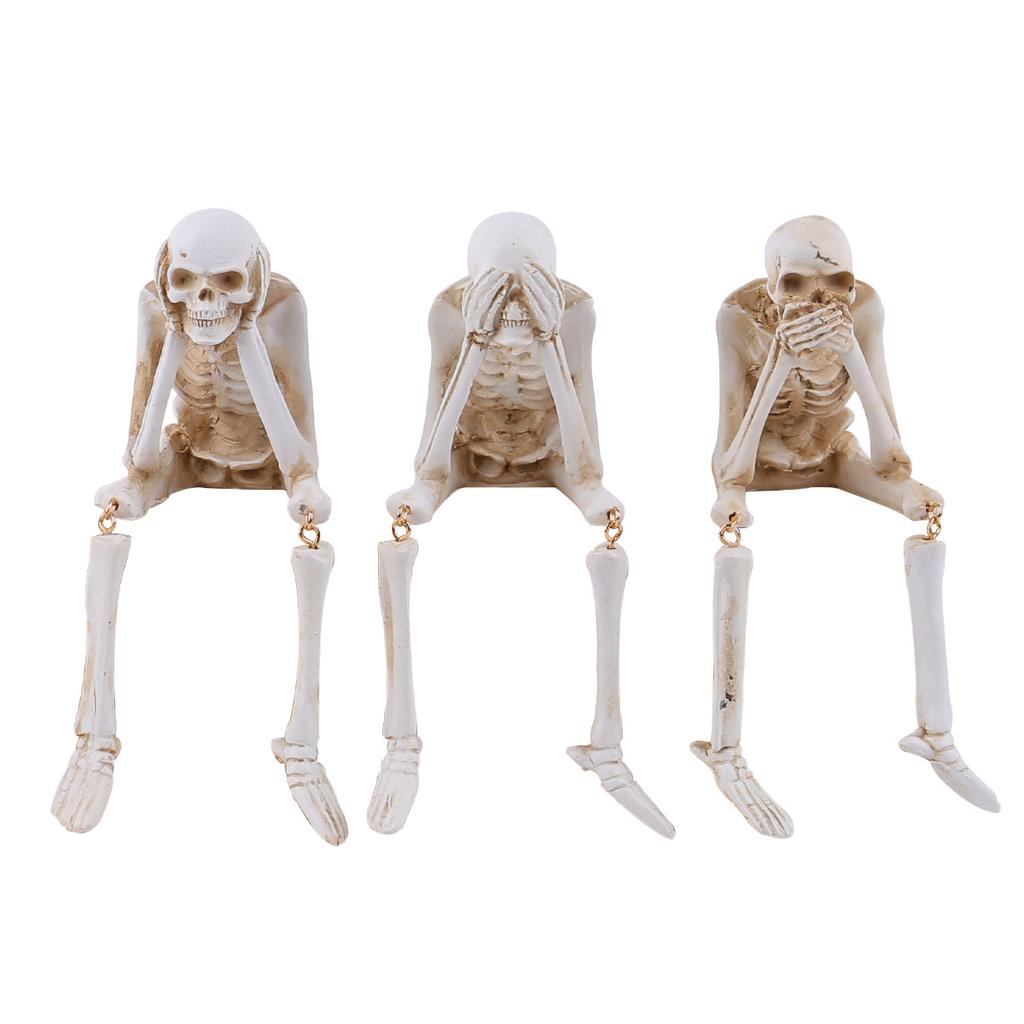 Halloween skeleton resin ornaments Halloween atmosphere don't listen, don't watch, don't talk about skeleton craft decorations.