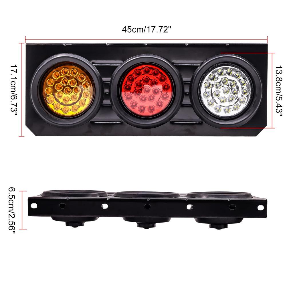 Biqing Trailer Tail Light Brake Waterproof Rear Stop Light Turn Signal Indicator Reverse Tail Lamp Grommet Mount for 12V 24V Truck Tractor Lorry