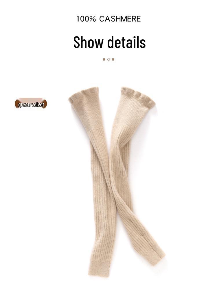 Women's 100% Pure Cashmere Striped Knee-High Warm Knitted Leg Pads