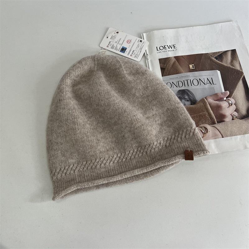 All-wool Knitted Hat, Autumn and Winter Loose Push Hat, Women's Ear Protectors, Headgear, Thermal Cover Hat, Wool Hat