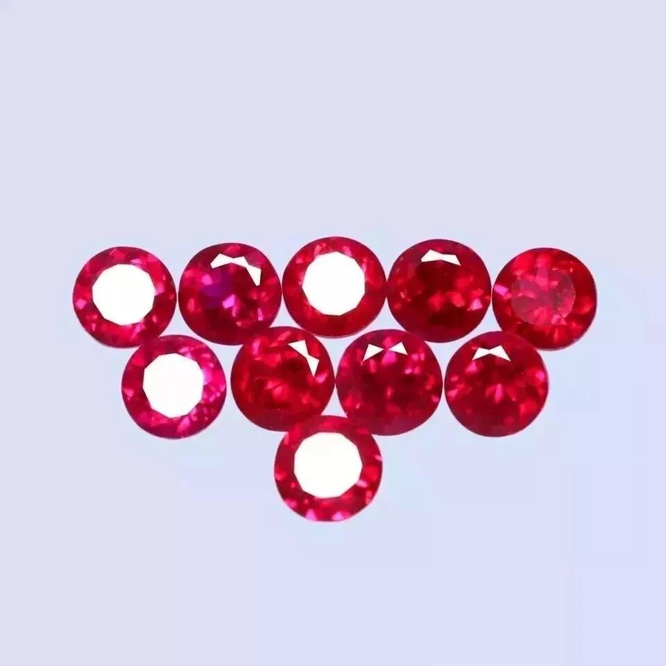 Certified Natural Burma Pigeon Blood Red Ruby Round 8 MM 10 Pcs AAA+ Gemstone