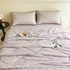 Elegant Blue Flowers Summer Cooling Quilt Floral Style Air Conditioner Quilted Quilt Skin-friendly Thin Blanket Machine Washable