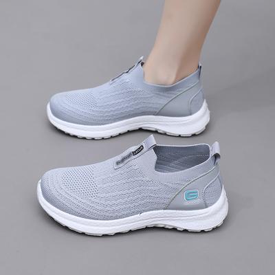 Women's Shoes Fly-woven Mesh Cloth Loafers One-pedal Walking Shoes Foreign Trade Casual Sports Shoes Versatile Mother Shoes