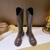 Height-increasing Boots Thick Heel 2025 Autumn and Winter New Trend Versatile Zipper Knight Boots Thick-soled High Boots