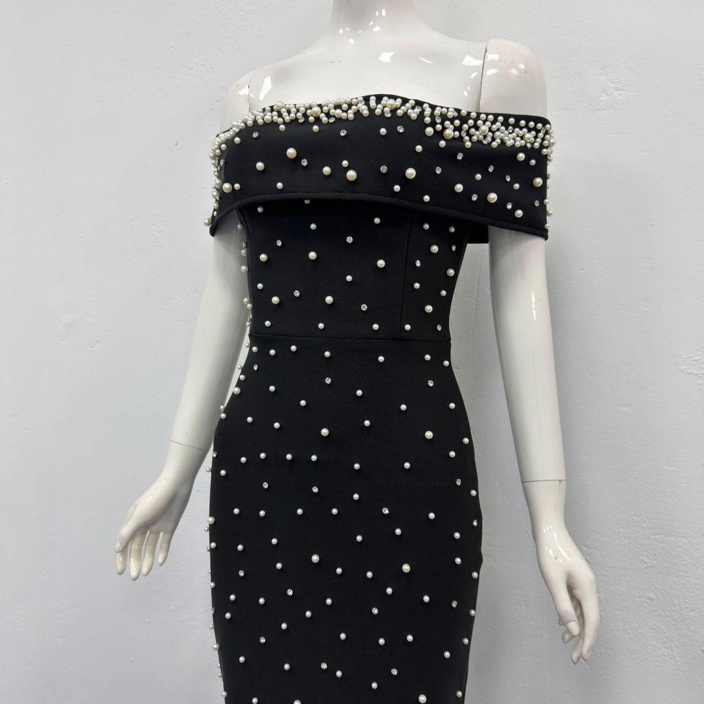Cross-Border Women's Sexy One-Shoulder Bandage Evening Dress
