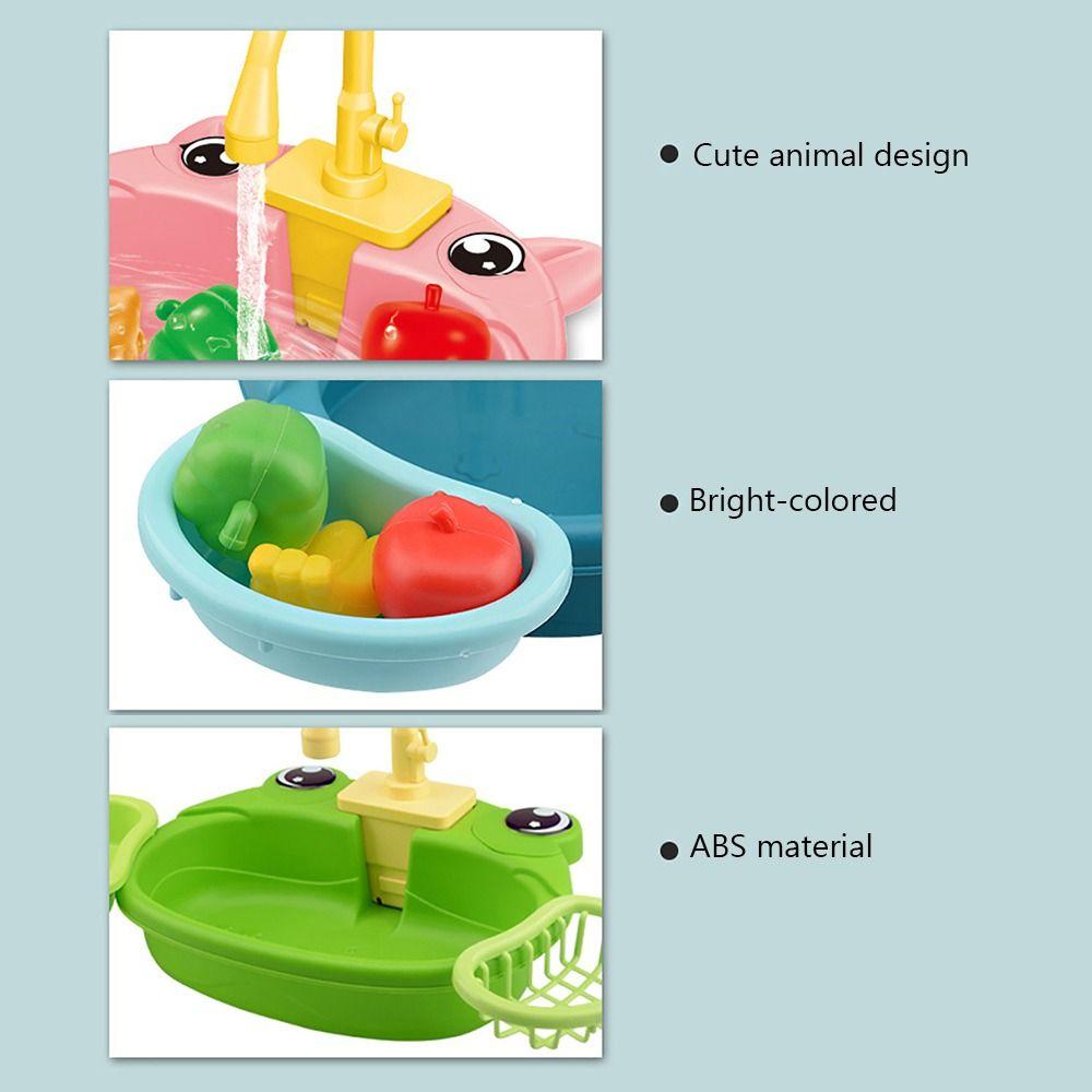 Educational Simulation Kitchen Sink Set Platic Montessori Game Toy Electric Dishwasher Kids Toy