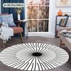 Crystal velvet carpet Modern Round Area Mat -  Crystal Velvet, Non-Slip Dot Backing, Black & White Line Design,