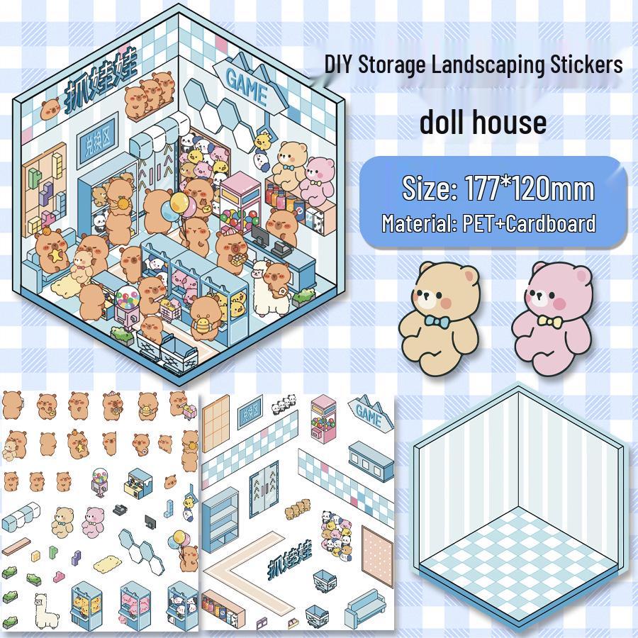 Extra Large 3D Cartoon Landscape Sticker: Ancient Style DIY Miniature Scene