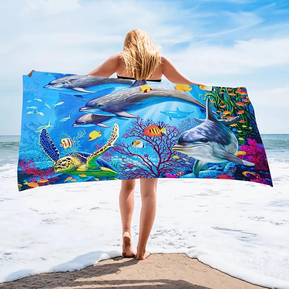 Exotischer Blumendruck Weiches Mikrofaser-Badetuch Groß Wasserabsorbierend Für Strand und Surfen