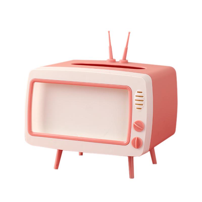 Retro TV Tissue Box and Mobile Phone Holder - Multi-functional for Home, Living Room, Coffee Table, and Restaurant Use.