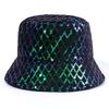 Spring and Autumn New Golden Velvet Bucket Hat Women, Fashionable Personality Sequined Grid Sunshade Washbasin Hat