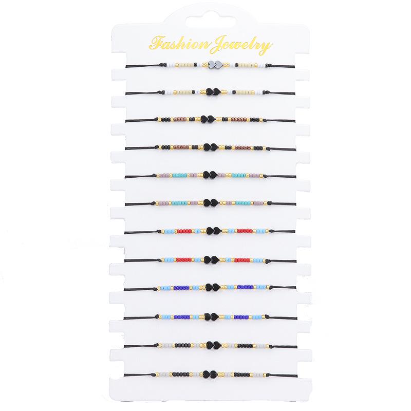 Bohemian Hand-woven Colorful Seed Bead Adjustable Bracelet with Rhinestone Connector