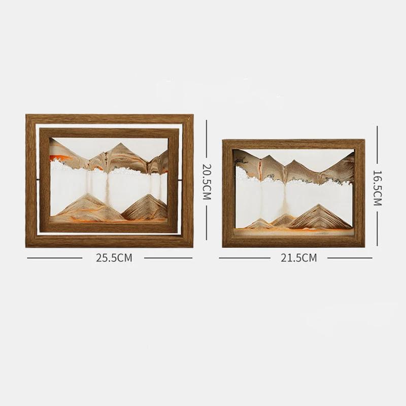 Moving Sand Art 3D Sandscape Quicksand Liquid Hourglass Rotatable Wooden Frame Flowing Sand Painting Office Home Decor Gifts