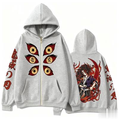 Kokushibo Heren Herfst Winter Katoen Rits Hoodie Dames Casual Harajuku Demon Slayer Japanse anime Lange Mouw Top
