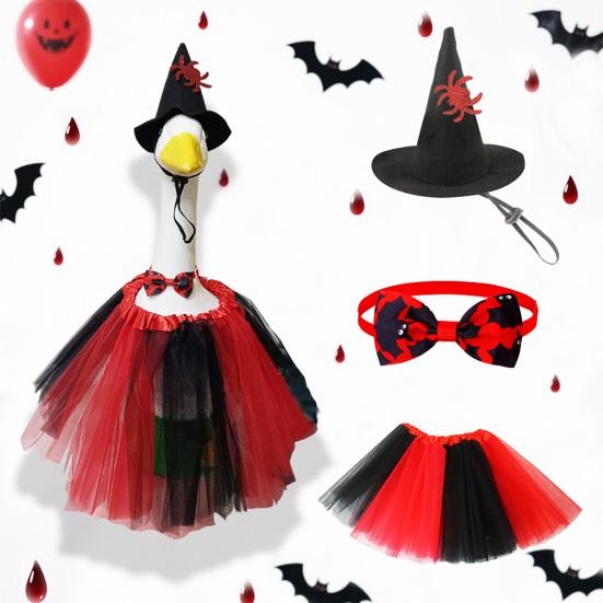 Witch Porch Goose Outfits Outdoor Halloween Goose Clothes with Witch Hat Tutu Skirt Bowtie for 23" High Cement Goose Statue Lawn Garden Decor