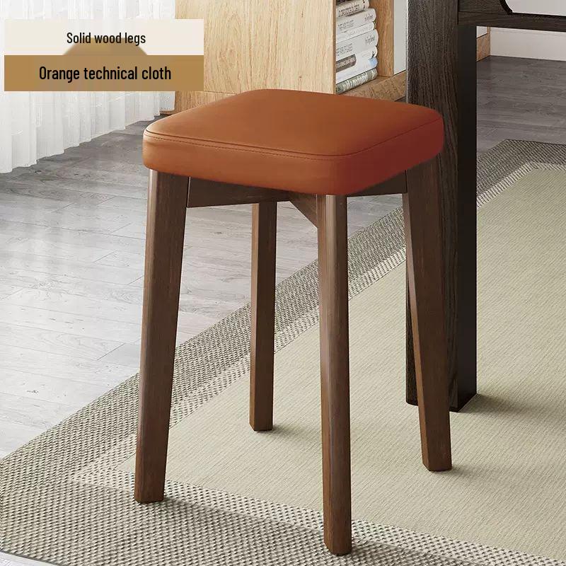 Massivholz Polsterstuhl - Moderner minimalistischer stapelbarer Hocker für Wohnzimmer oder Schreibtisch