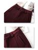 Ancola Women's Red Wool Pants: Soft, Cozy Straight-Leg Wide Pants for Autumn/Winter 2024
