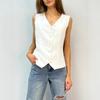 Womens Elegant V Neck Button Down Sleeveless Waistcoat Vest