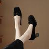Krazing Pot Suede Round Toe Size 40 High Heels Slip On Platform Butterfly-knot Decoration Casual Autumn Shallow Pumps