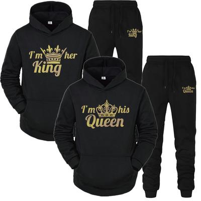 Damen-Set mit langen Ärmeln, Sportbekleidung für Paare, Kapuzen-Sweatshirts und Jogginghosen für Damen, täglich, lässig, Fitnessstudio, Kapuzenpullover, Outfits, 2-teiliges Set