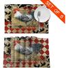 Delerain Rooster Set of 6 Placemats for Dining Table, Snack Drink Heat Insulation Stain Resistant Anti-Skid Washable Table Mats for Dining Kitchen